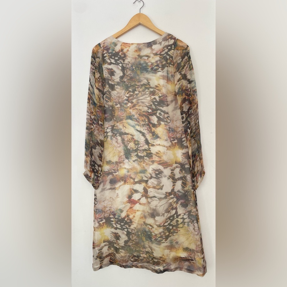Multicolor Sheer Dress print pattern long sleeve